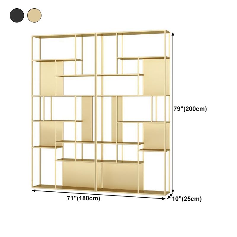 Home Office Etagere Bookcase Modern Metal Bookshelf with Rectangle Shelves