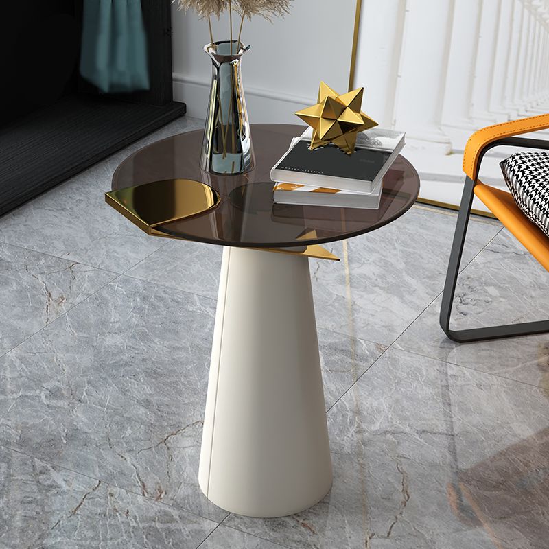 Contemporary Side End Table Metal Pedestal Base Side Table for Home