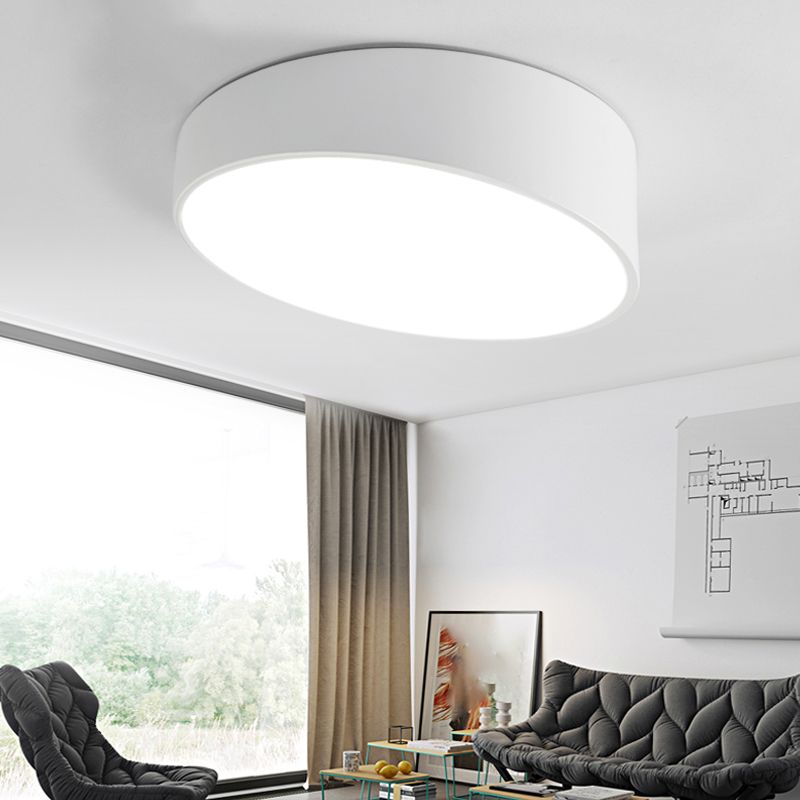 Oblique LED Flush Ceiling Light Nordic Metal Bedroom Flush Light Fixture with Round Acrylic Shade