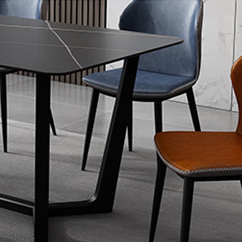 Industrial Sintered Stone Table for Restaurant Rectangle Dining Table with Trestle Base
