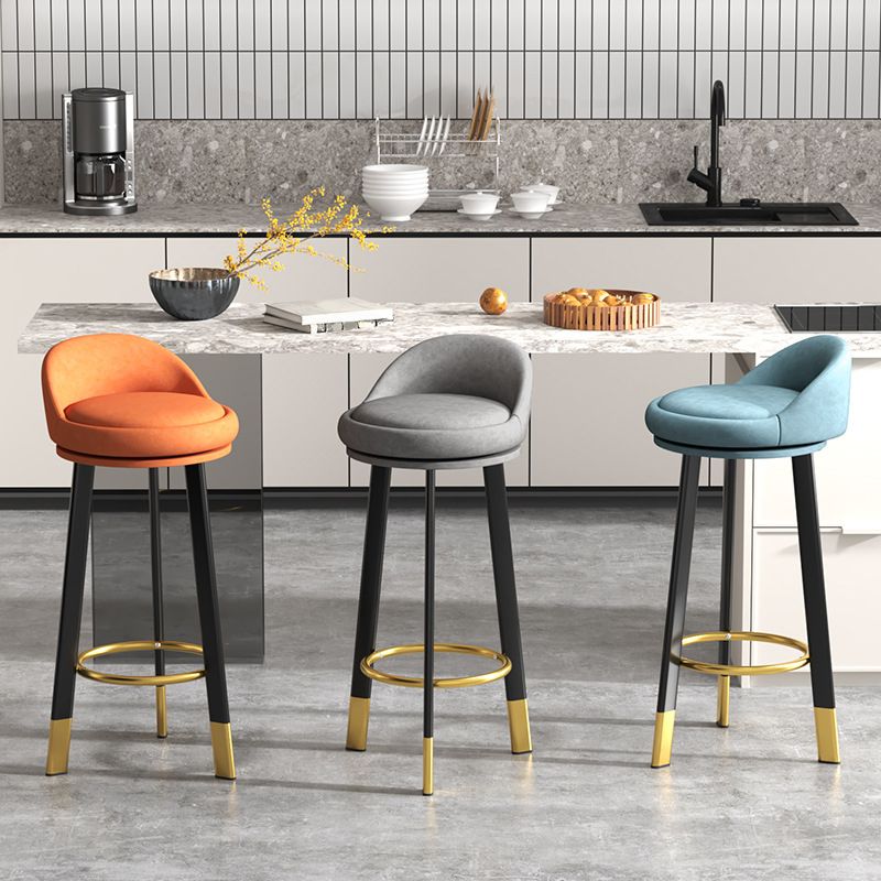 Modern Style Round Seat Barstool Pu Leather Counter Bar Stool with Metal Legs