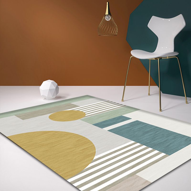 Morandi Color Minimalist Area Rug Polyester Geometric Rug Machine Washable Carpet for Bedroom