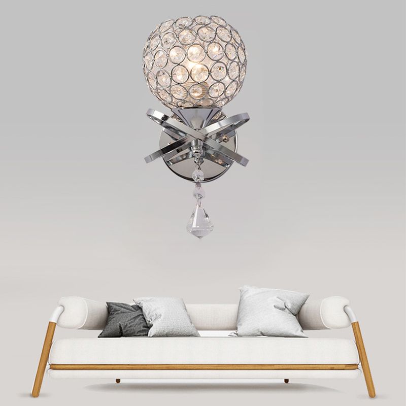 Lámpara de pared de globo lámpara de luz moderna montada en la pared con sombra de cristal transparente