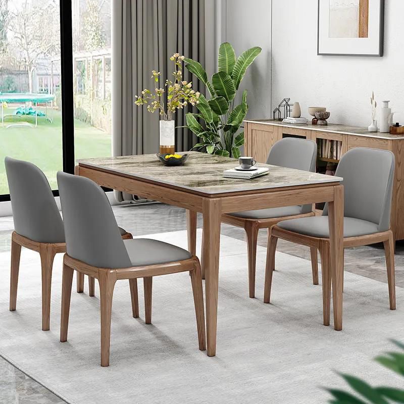Rectangle Stone Top Dining Table Mid-Century Dining Table for Dining Room