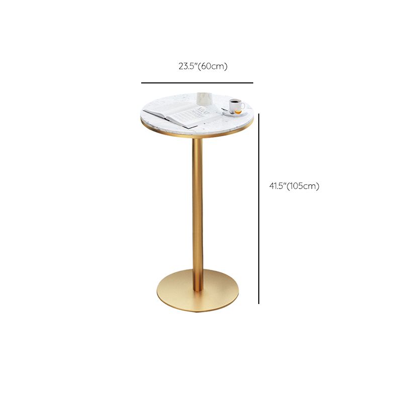Faux Marble Bistro Bar Table Gold Frame Bar Table for Dining Room