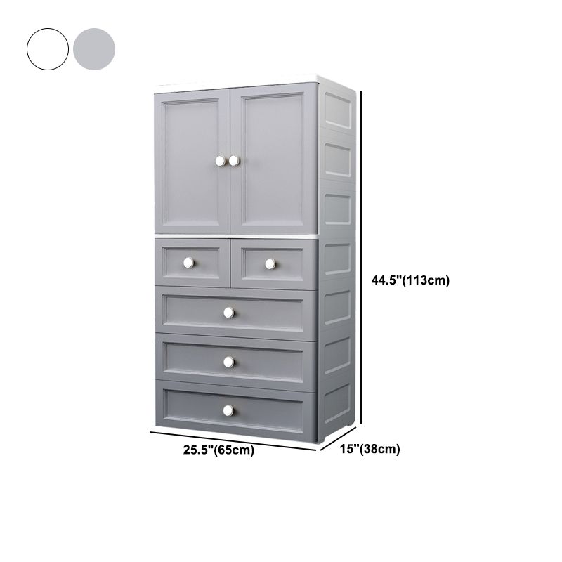 Plastic Matte Finish Storage Cabinet for Bedroom Contemporary Cabinet with Hinged Door