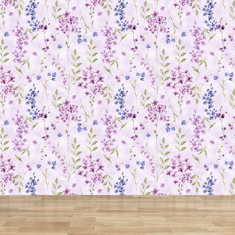 Non-Woven Stain Resistant Mural Modernist Flower Pattern Wall Decor for Living Room