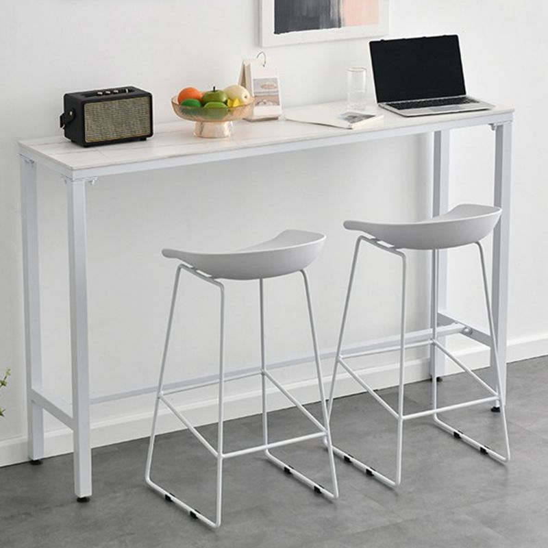 Modern Stone Top Bistro Bar Table Rectangle Metal Base Bar Table