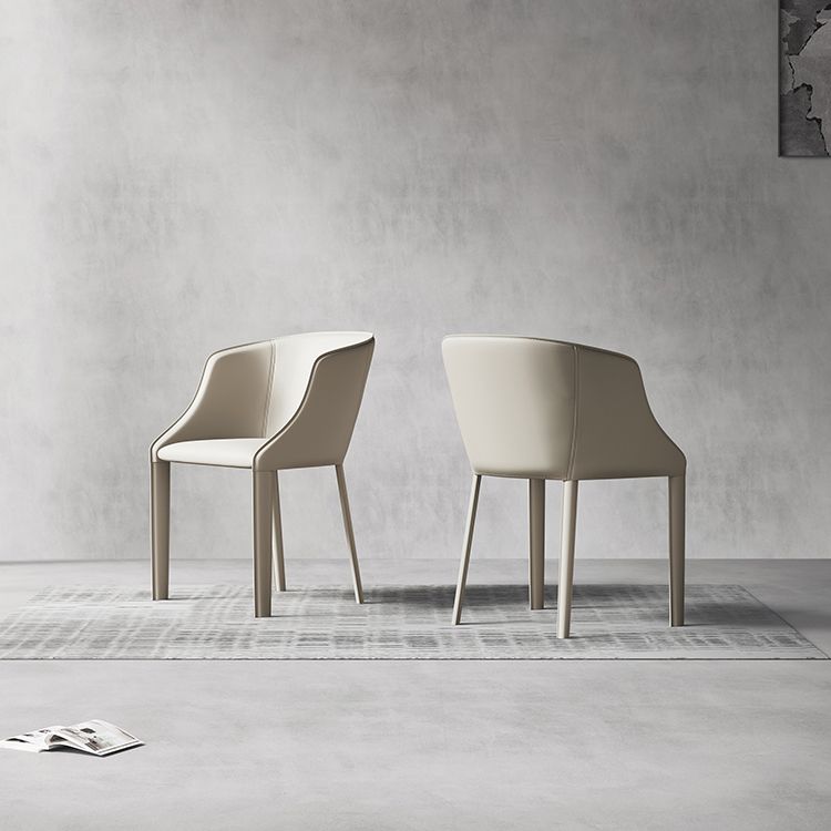 Chaise de salle à manger contemporaine en métal et cuir, chaise à dossier solide avec bras