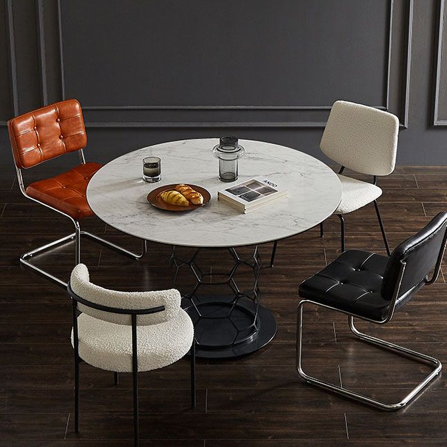 Contemporary Side Chair Open Back Metal Dining Room Chair in White