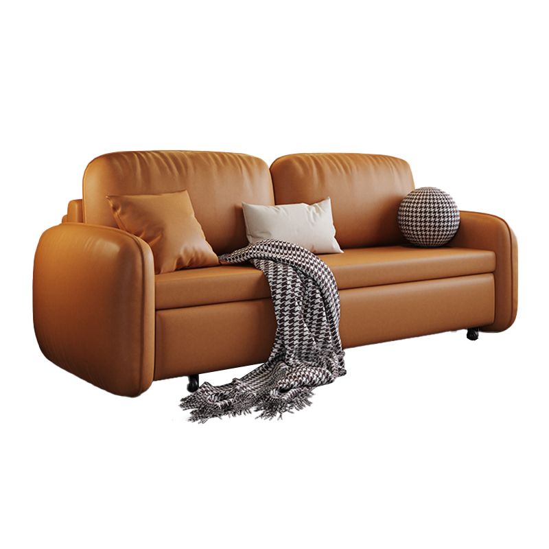 Stain Resistant Faux Leather Contemporary Square Arm Bed Sofa Couch