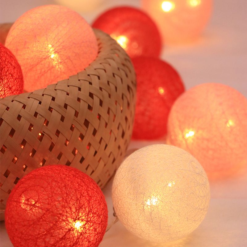 Cotton Global Shaped LED String Light Contemporary Battery Powered Fairy Lighting