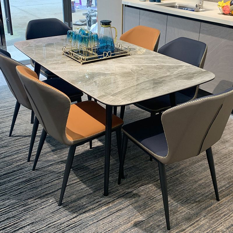Modern Rectangle Stone Table 4 Legs Standard Height Kitchen Dining Table without Chair