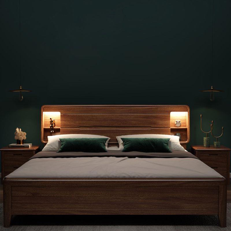 Scandinavian Solid Wood Storage with Headboard Panel Standard Bed