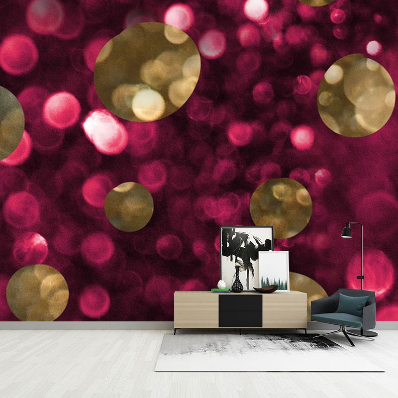Glitter Waterproof Mural Wallpaper Modern Faux Sequins Wall Covering in Rose Pink