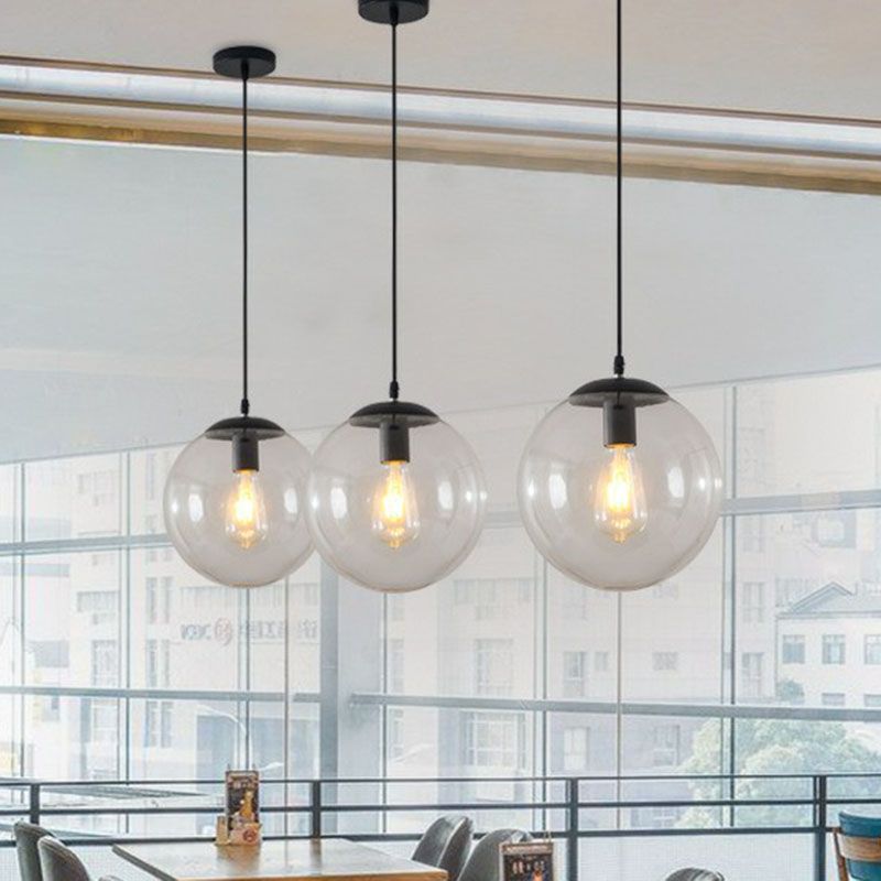 Sphere Restaurant Ceiling Suspension Lamp Glass Single-Bulb Simple Pendant Light in Black