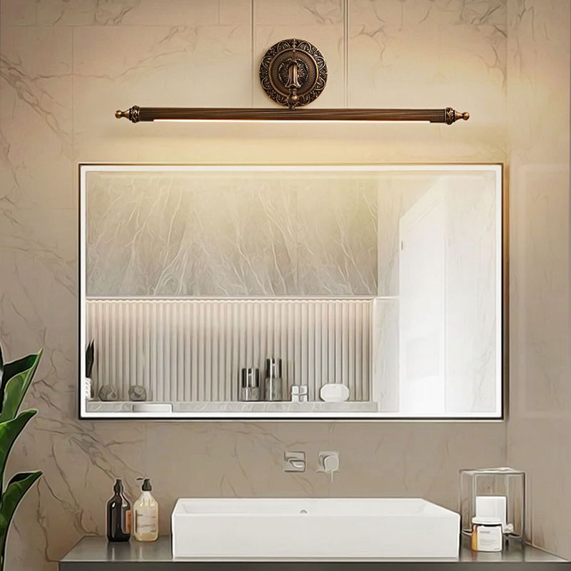 Mid Century Linear Wall Sconces Brass Vanity Lighting for Bathroom