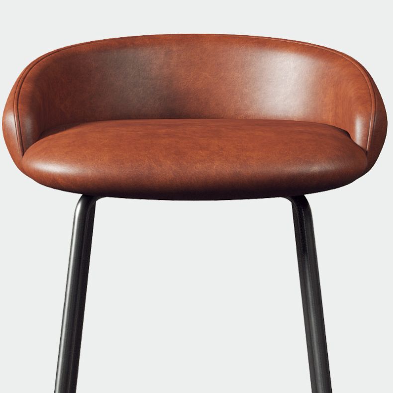 Glam Counter Bar Stool Armless Leather Bar Stool with Footrest Steel Base