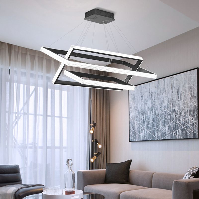 Luz de araña de araña rectangular de acrílico Luz contemporánea LED colgante de LED contemporáneo