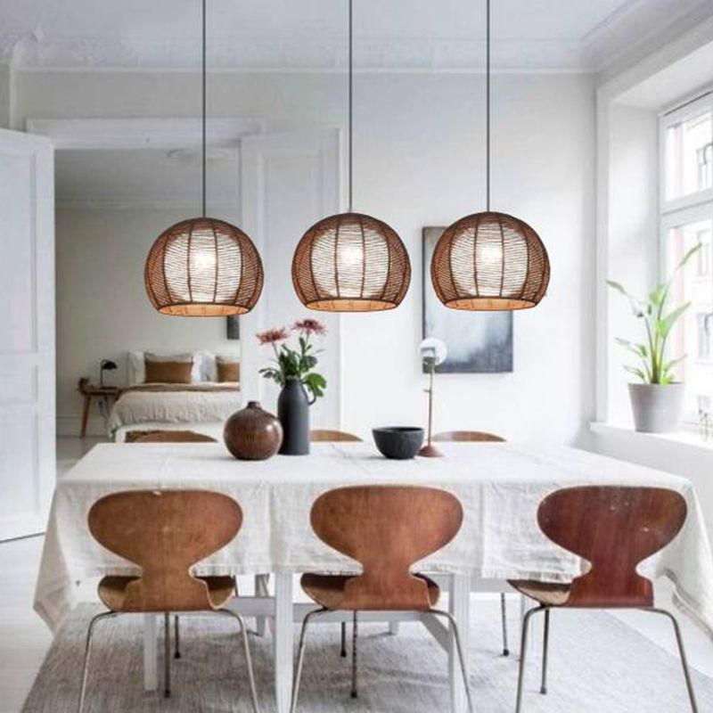 Japanisches Seil Anhänger Licht 1 Licht Global Hanging Deckenleuchte für Esszimmer
