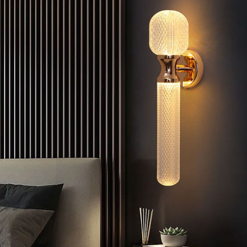 Post Modern 2 - Light Torch Wall Light Metal and Acrylic Wall Light in Gold and Clear