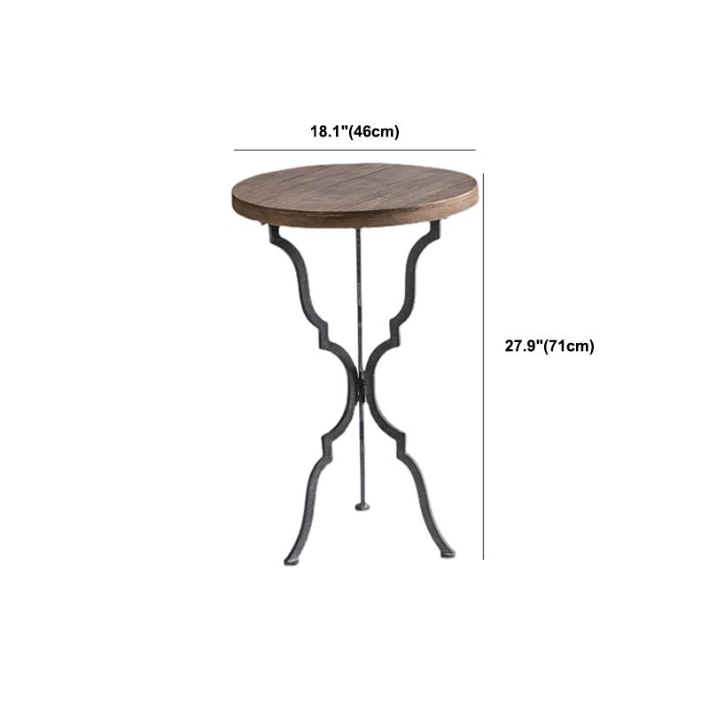 French Country Distressed Wooden Coffee Table Round Top Cocktail Table for Living Room