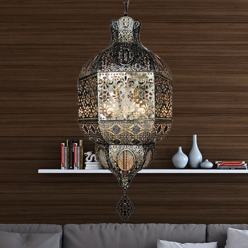 Bronzo Attacco a sospensione Light Art Deco Metal 3-Bulb Soggiorni Lampadiellieri