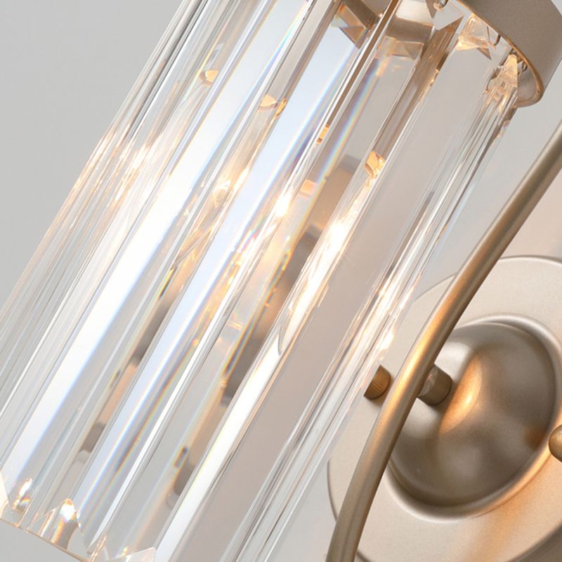 Lampada da parete in ottone in metallo elettroplato in moderna luce cilindrica cristallina di cristallo