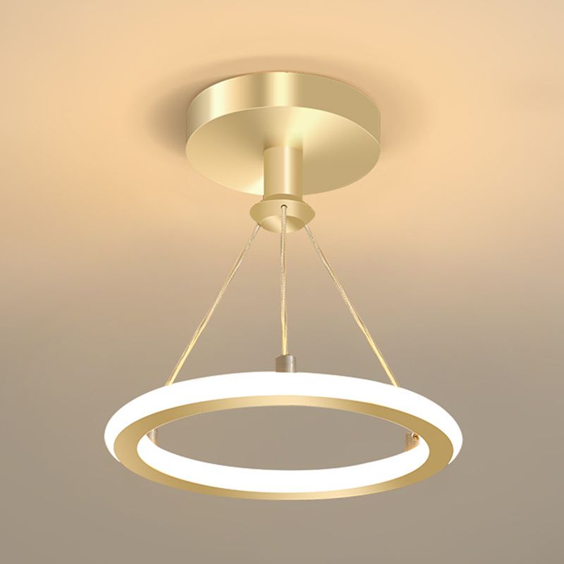 Circle Semi Flush Mount Light Metal Modern Flush Mount Ceiling Light Fixtures for Hallway