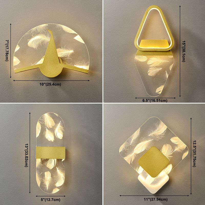 Iluminación de pared de plumas geométrica de pared de pared LED nórdica con sombra acrílica