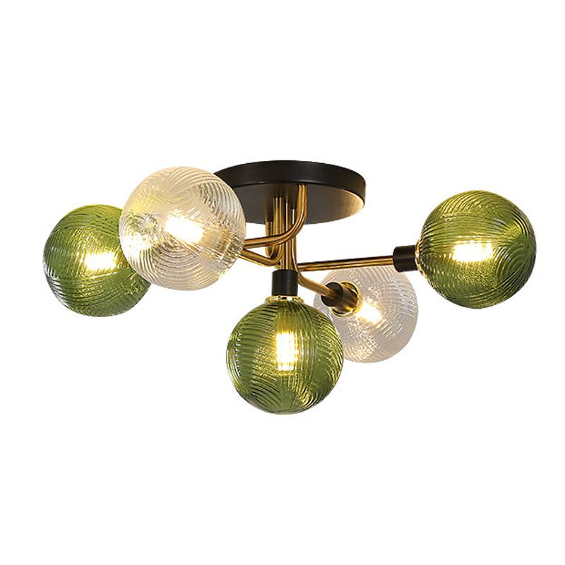 Glass Ball Shape Flush Mount Light Modern 5 Lights Flush Mount Ceiling Fixture