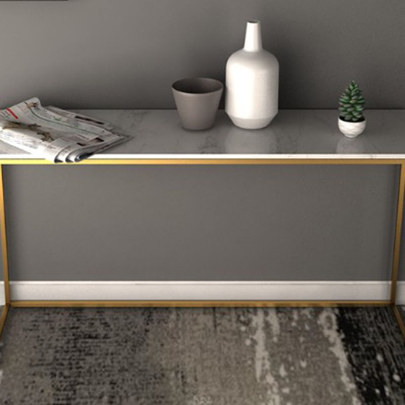 Marble Rectangle Console Table Glam Ironcraft Frame Accent Table for Hall