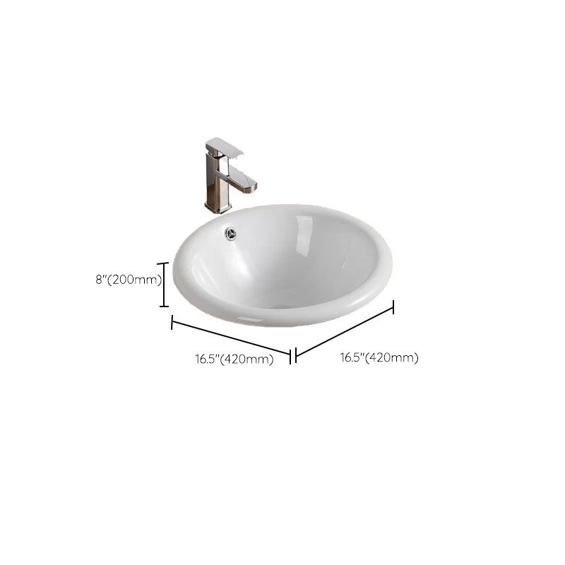 Contemporary Bathroom Sink with Pop-Up Drain Porcelain Oval-Shape Undermount Bathroom Sink