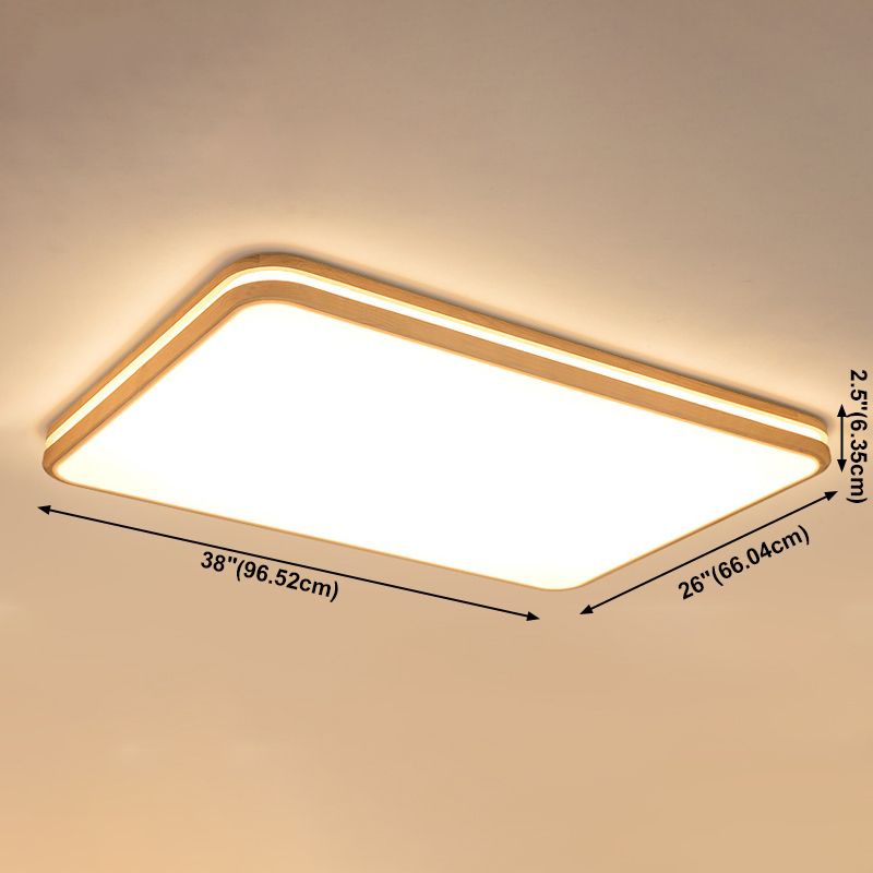 Geometry Shape LED Ceiling Lamp Modern Wood 1 Light Flush Mount for Dining Room Aisle