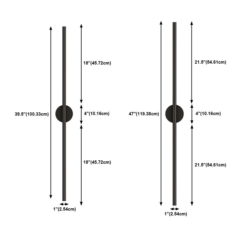 Modern Style Aluminum Wall Light Straight Black Wall Sconce for Living Room