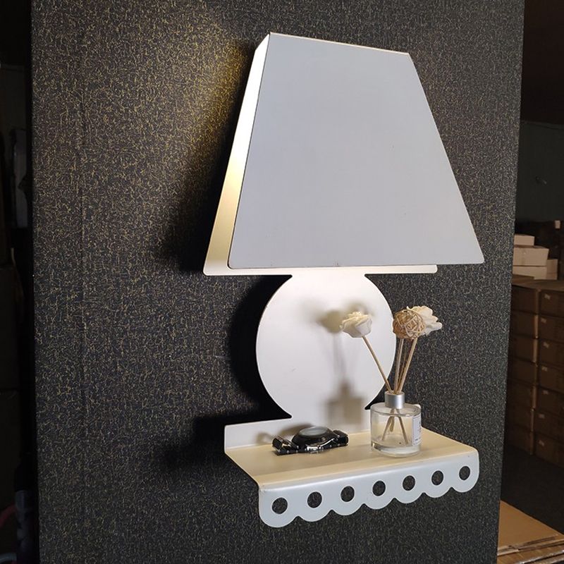 Metal Trapezoid Wall Light Sconce Modernism 1 Light White Wall Lighting Fixture for Bedroom
