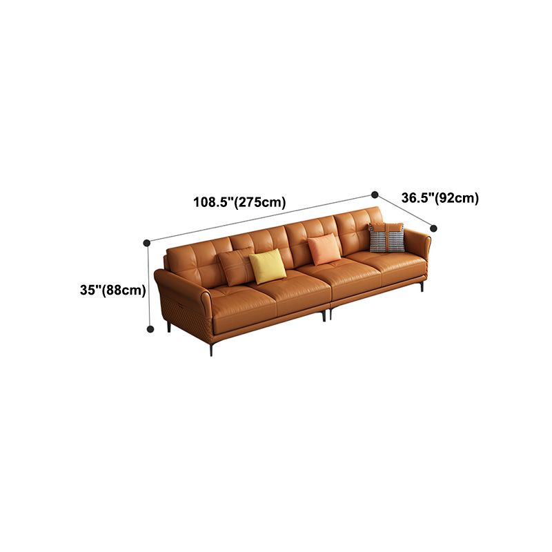 Contemporary Stain-Resistant Square Arm Stationary Cushion Back Sofa