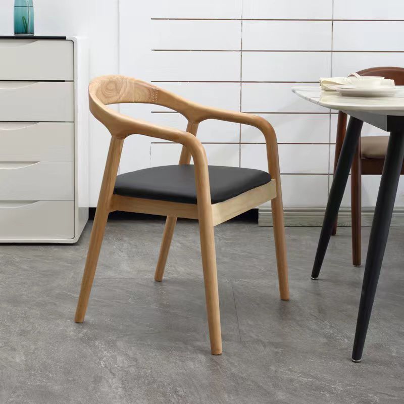 Contemporary Style Open Back Solid Wood Home Dining Arm Chair
