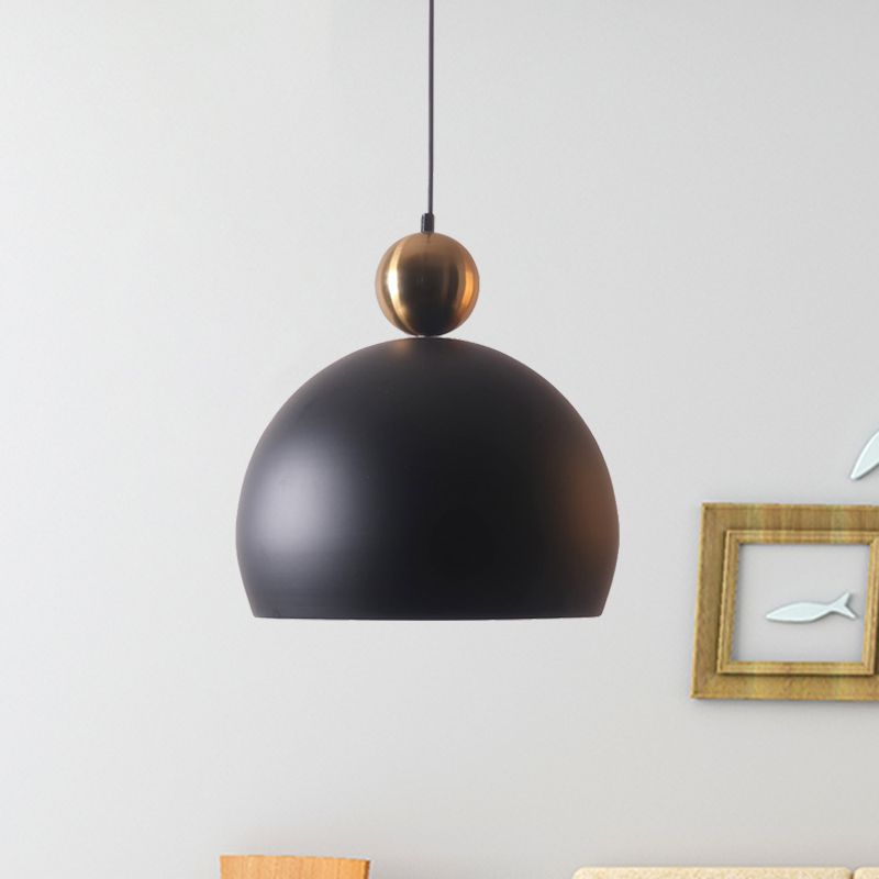 Lámpara colgante colgante de 1 cabeza de sala con tono de metal de domo estilo modernista de suspensión negra luz