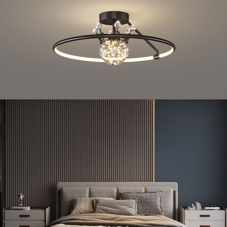 Sphère contemporaine Flush Lightture Metal 2 Lumière Lumière Flushmount Éclairage pour chambre à coucher