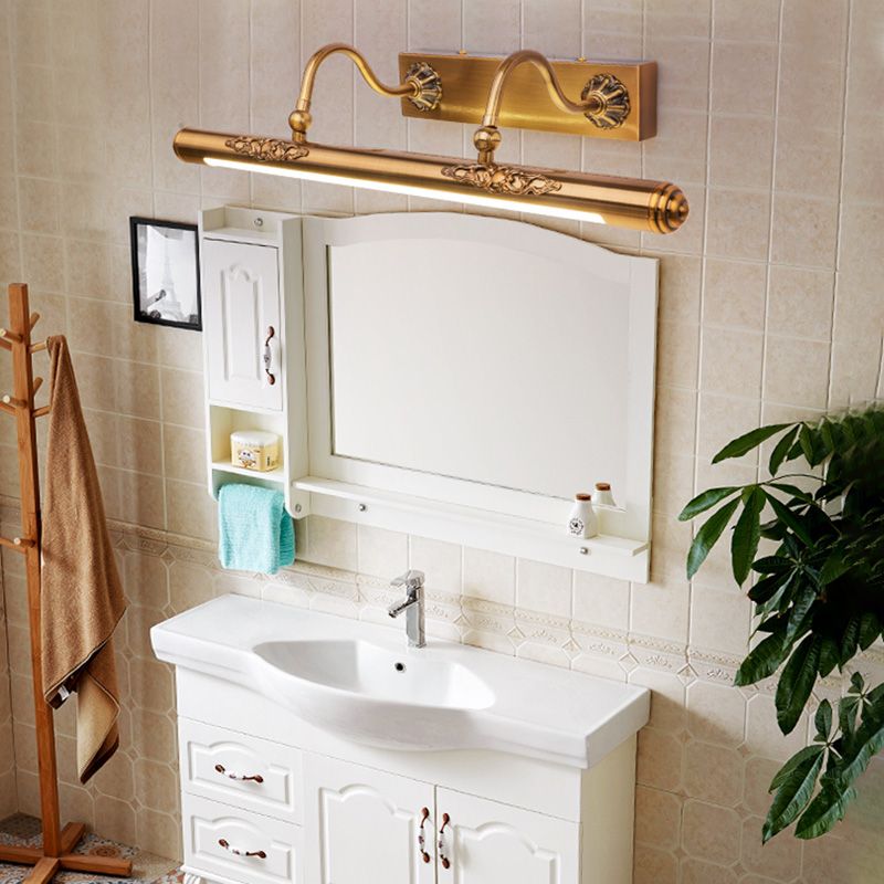 Gold Mirror Light Retro Style 1 Light LED Vanity Light Fixture for Bedroom