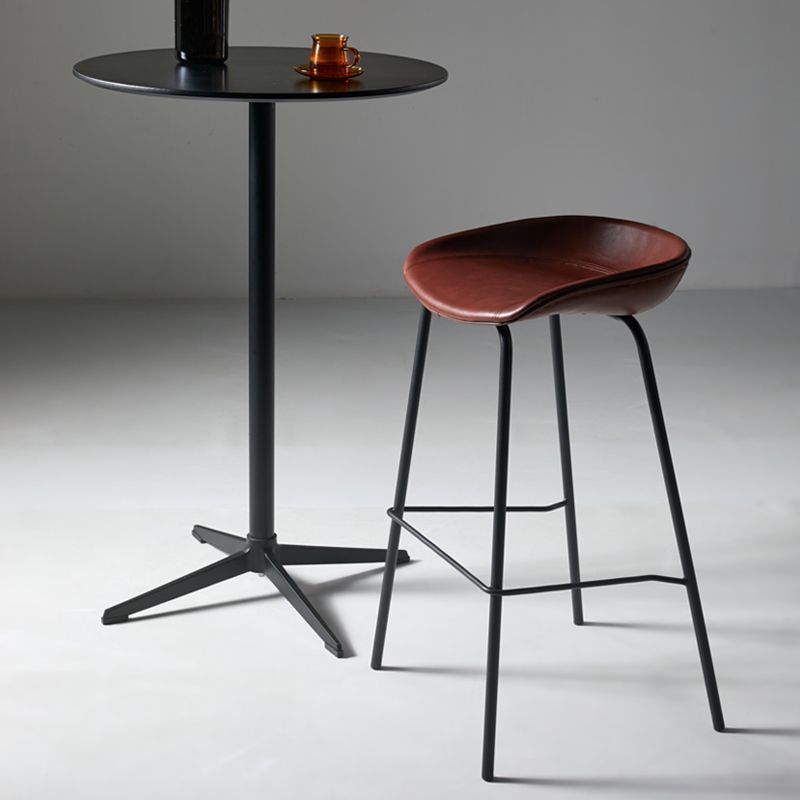 Scandinavian Bucket Seat Bar Stools Faux Leather Low Back Barstool