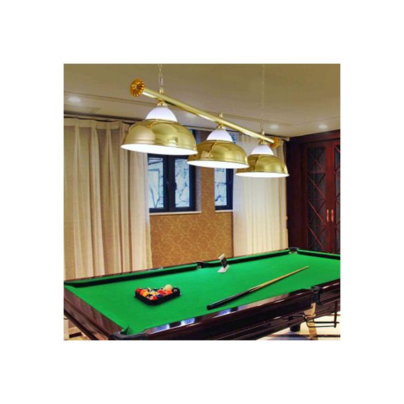 Loft in stile loft a doppia bolla appesa a 3 teste in vetro e illuminazione a sospensione metallica in cromo/oro per tavolo da biliardo
