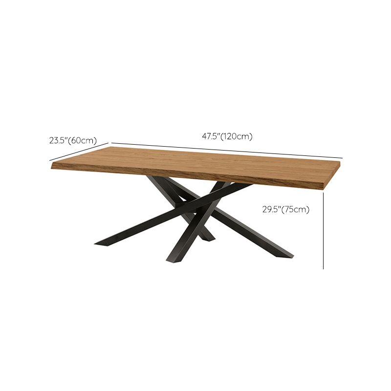 Rectangle Black Base Dining Table Modern Pine Wood Table for Kitchen Use