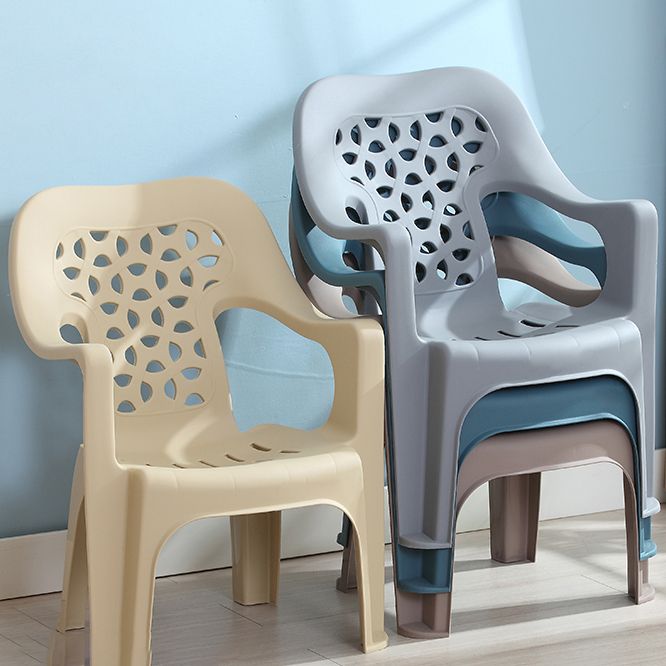 Sillón de comedor interior moderno, sillas de comedor de plástico apilables para el hogar