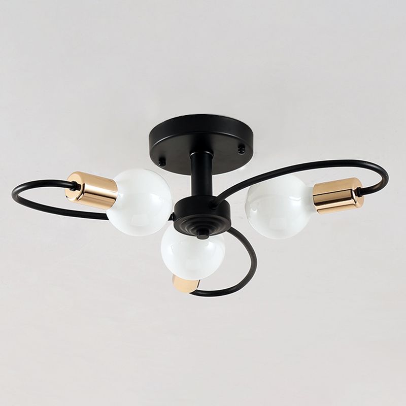 Sphärischer Opalglas-Unterputz-Deckenleuchter im modernen Stil mit mehreren Lichtern