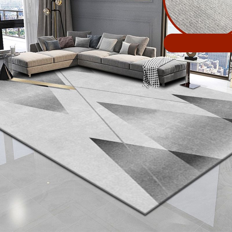 Light Grey Graphic Rug Blending Modern Indoor Rug Non-Slip Backing Rug for Living Room