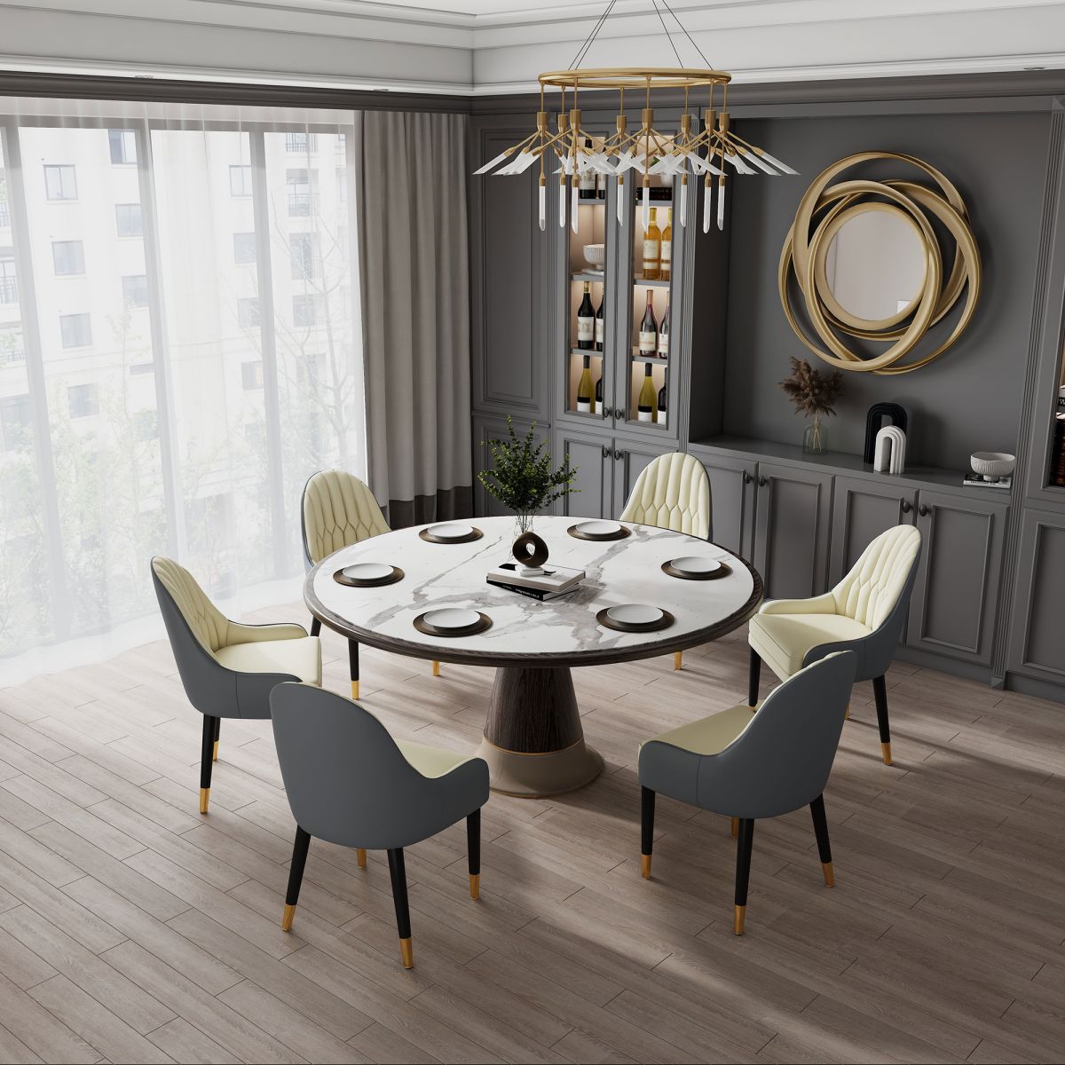 Glam Wood Dining Room Chairs Upholstered Arm Dining Chairs for Restaurant