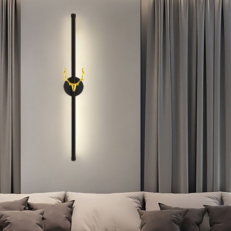 Minimalist Aluminum Wall Light Black Straight LED Wall Sconce for Living Room