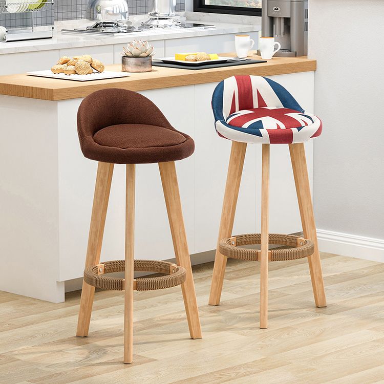 Scandinavian Upholstered Footrest Barstool Matte Finish Wood Bristol Stool
